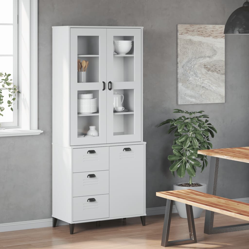 Ντουλάπι Ψηλό VIKEN Λευκός 80x40x190 εκ. από Μασίφ Ξύλο Πεύκου - Pakobazaar