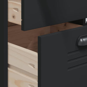 Ντουλάπι Ψηλό VIKEN Μαύρος 80x40x190 εκ. από Μασίφ Ξύλο Πεύκου - Pakobazaar