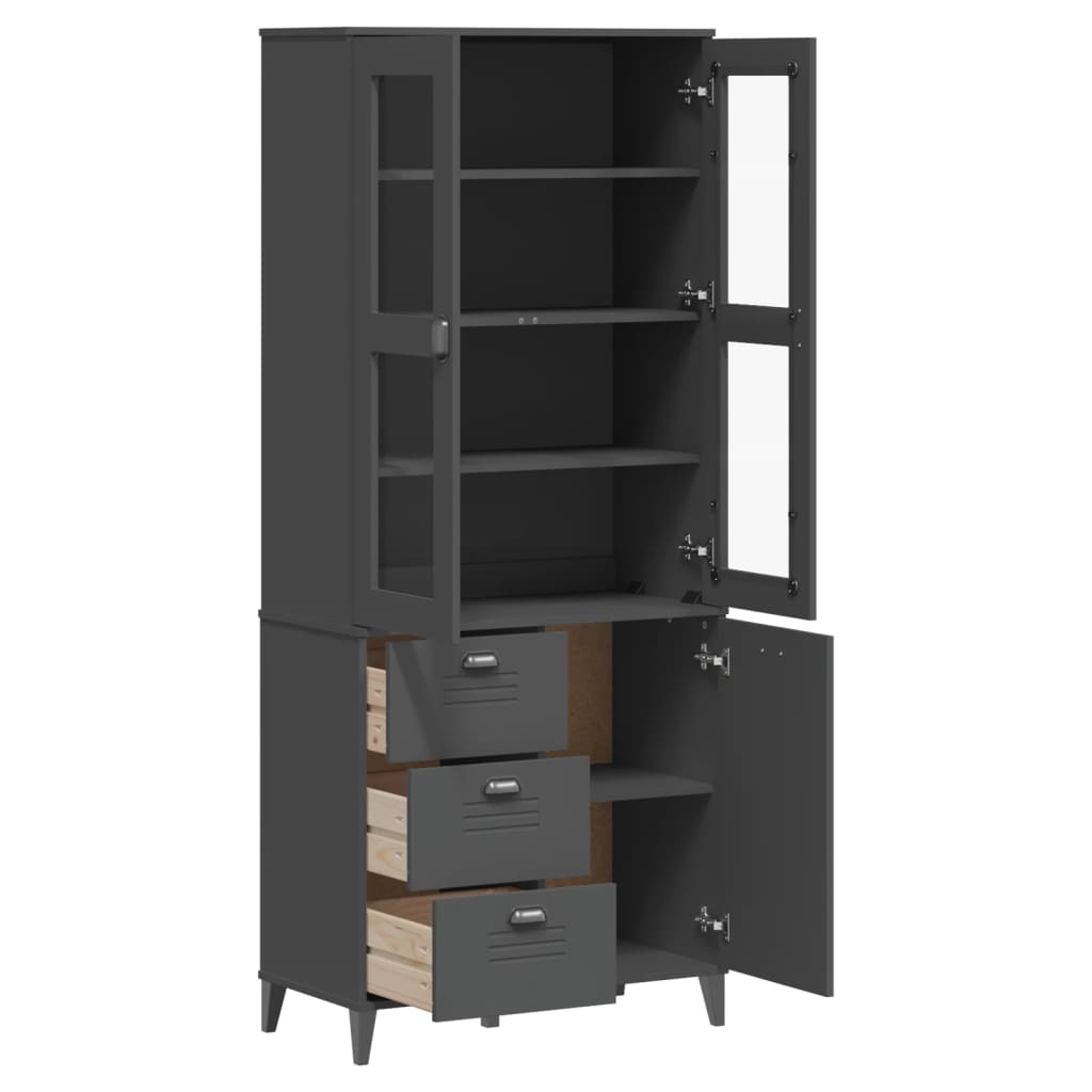 Ντουλάπι Ψηλό VIKEN Ανθρακί Γκρι 80x40x190εκ. Μασίφ Ξύλο Πεύκου