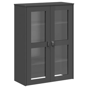 Ντουλάπι Ψηλό VIKEN Ανθρακί Γκρι 80x40x190εκ. Μασίφ Ξύλο Πεύκου - Pakobazaar