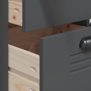 Ντουλάπι Ψηλό VIKEN Ανθρακί Γκρι 80x40x190εκ. Μασίφ Ξύλο Πεύκου - Pakobazaar