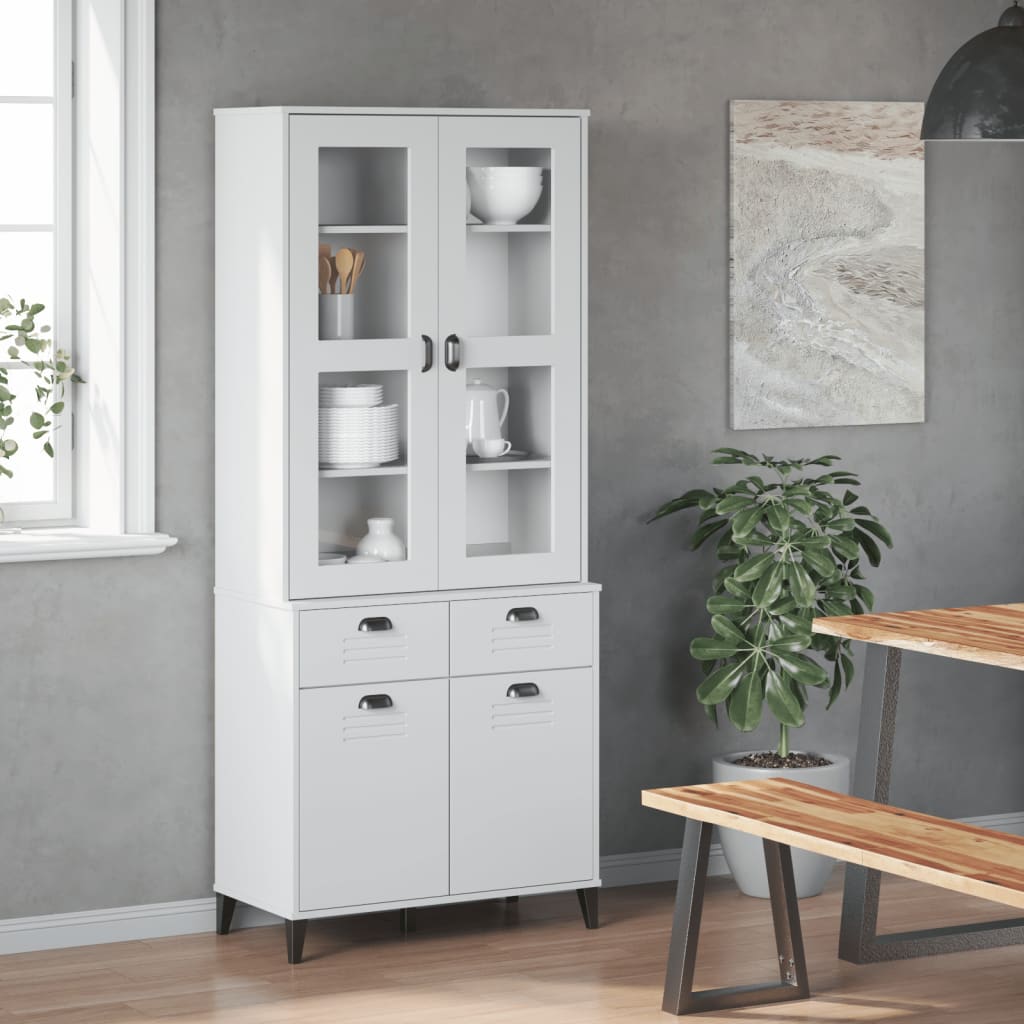 Ντουλάπι Ψηλό VIKEN Λευκός 80x40x190 εκ. από Μασίφ Ξύλο Πεύκου - Pakobazaar