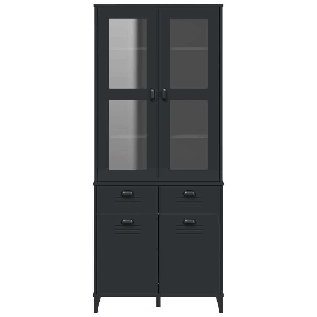 Ντουλάπι Ψηλό VIKEN Μαύρος 80x40x190 εκ. από Μασίφ Ξύλο Πεύκου - Pakobazaar