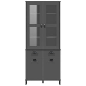 Ντουλάπι Ψηλό VIKEN Ανθρακί Γκρι 80x40x190εκ. Μασίφ Ξύλο Πεύκου - Pakobazaar
