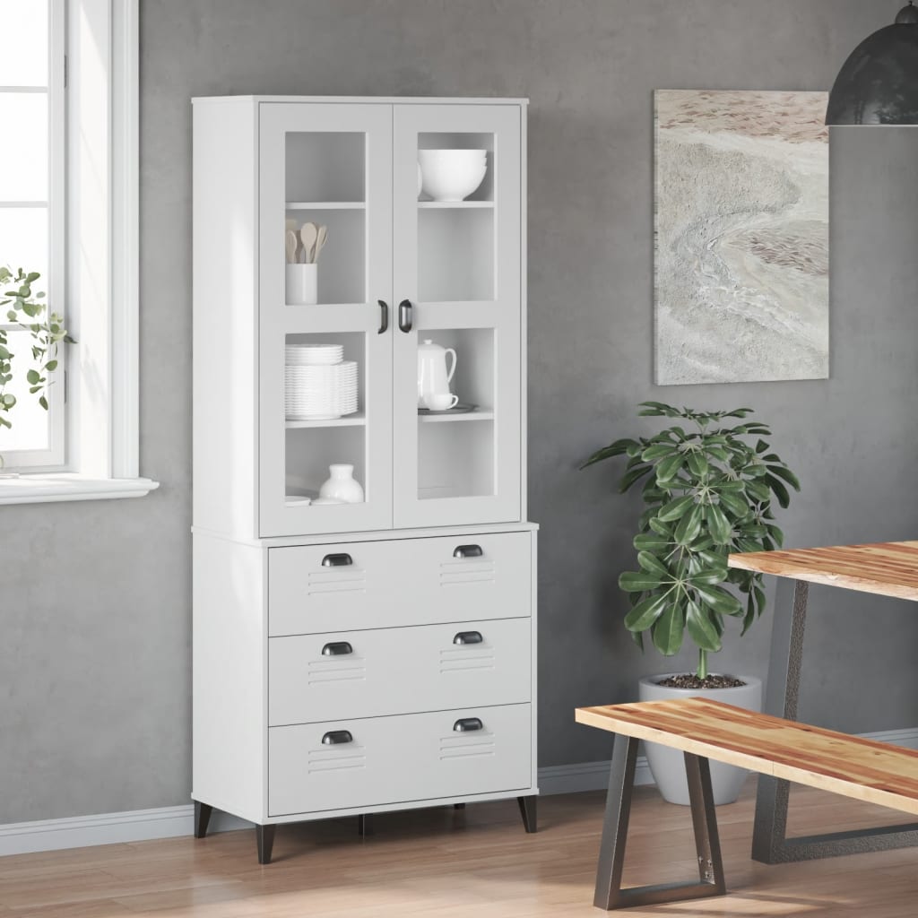 Ντουλάπι Ψηλό VIKEN Λευκός 80x40x190 εκ. από Μασίφ Ξύλο Πεύκου - Pakobazaar
