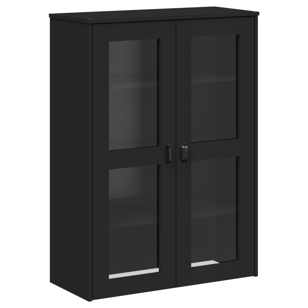 Ντουλάπι Ψηλό VIKEN Μαύρος 80x40x190 εκ. από Μασίφ Ξύλο Πεύκου