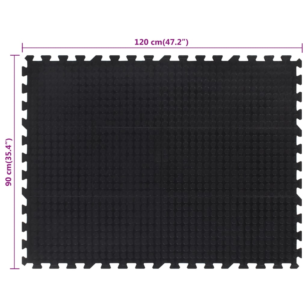 Δάπεδο Προστασίας Παζλ Μαύρο 12 χιλ. 90 x 120 εκ. Καουτσουκ - Pakobazaar