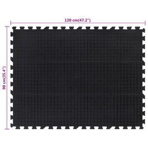 Δάπεδο Προστασίας Παζλ Μαύρο 12 χιλ. 90 x 120 εκ. Καουτσουκ - Pakobazaar