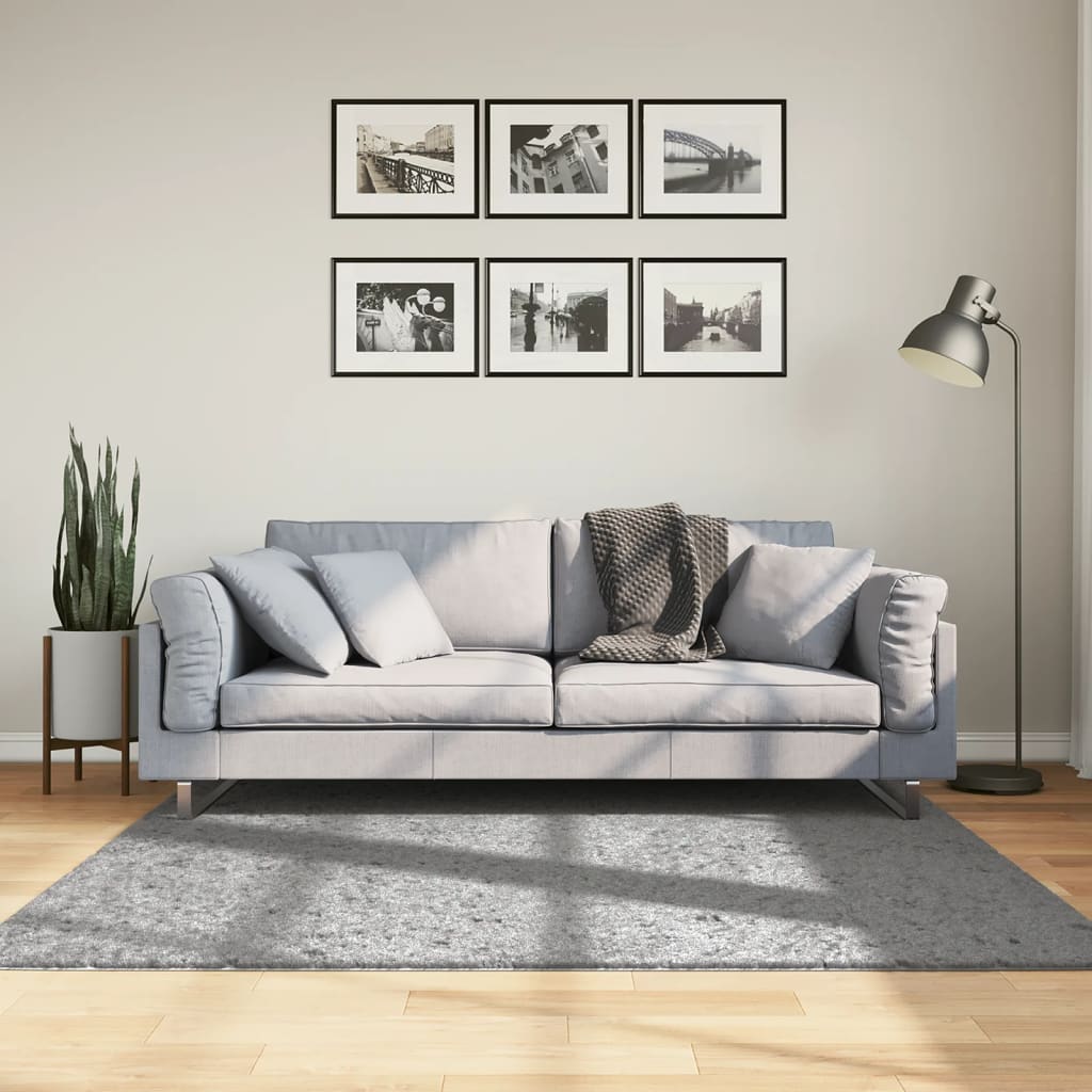 Χαλί Shaggy PAMPLONA με Ψηλό Πέλος Μοντέρνο Γκρι 160x160 εκ.