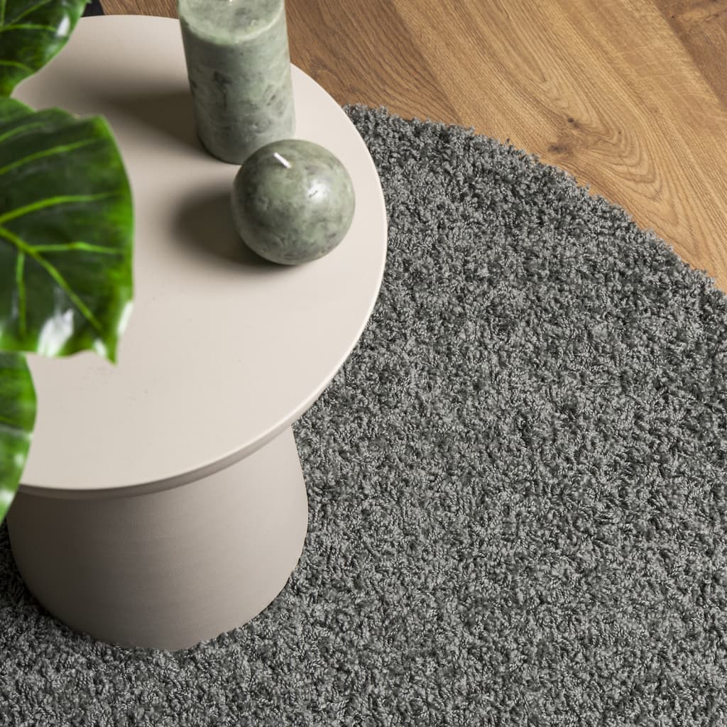 Χαλί Shaggy PAMPLONA με Ψηλό Πέλος Μοντέρνο Πράσινο Ø 120 εκ.