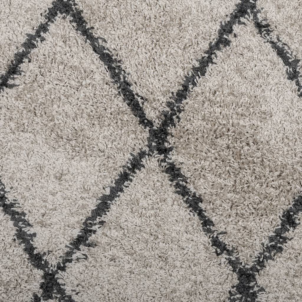 Χαλί Shaggy PAMPLONA Ψηλό Πέλος Μοντέρνο Μπεζ/Ανθρακί 120x120εκ - Pakobazaar