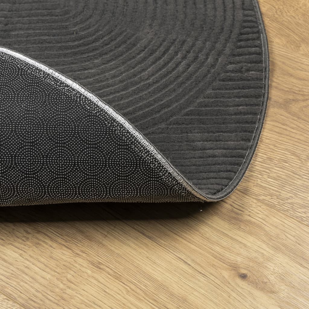 Χαλί IZA με Κοντό Πέλος Σκανδιναβική Όψη Ανθρακί Ø 200 εκ.