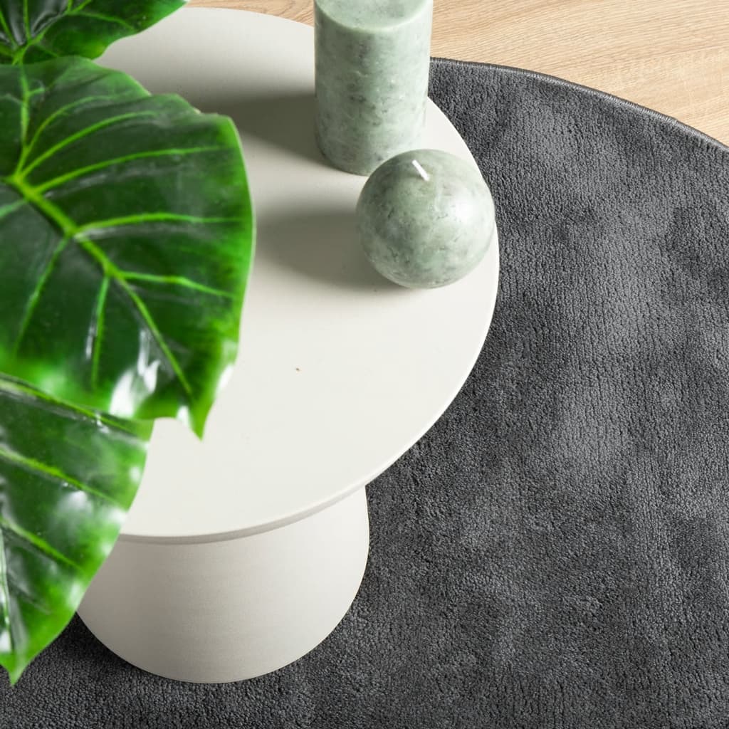 Χαλί OVIEDO με Κοντό Πέλος Ανθρακί Ø 120 εκ.