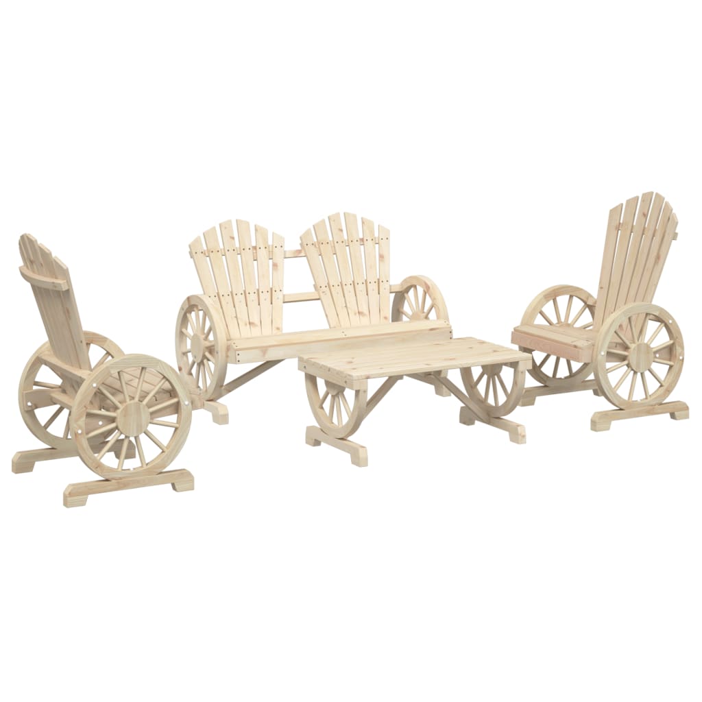 Σαλόνι Κήπου Σετ 4 Τεμαχίων από Μασίφ Ξύλο Ελάτης