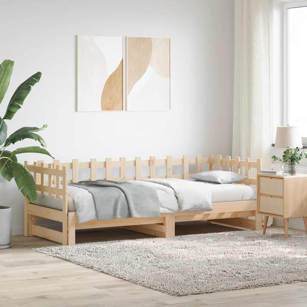 Καναπές Κρεβάτι Συρόμενος 2x(90x200) εκ. από Μασίφ Ξύλο Πεύκου - Pakobazaar