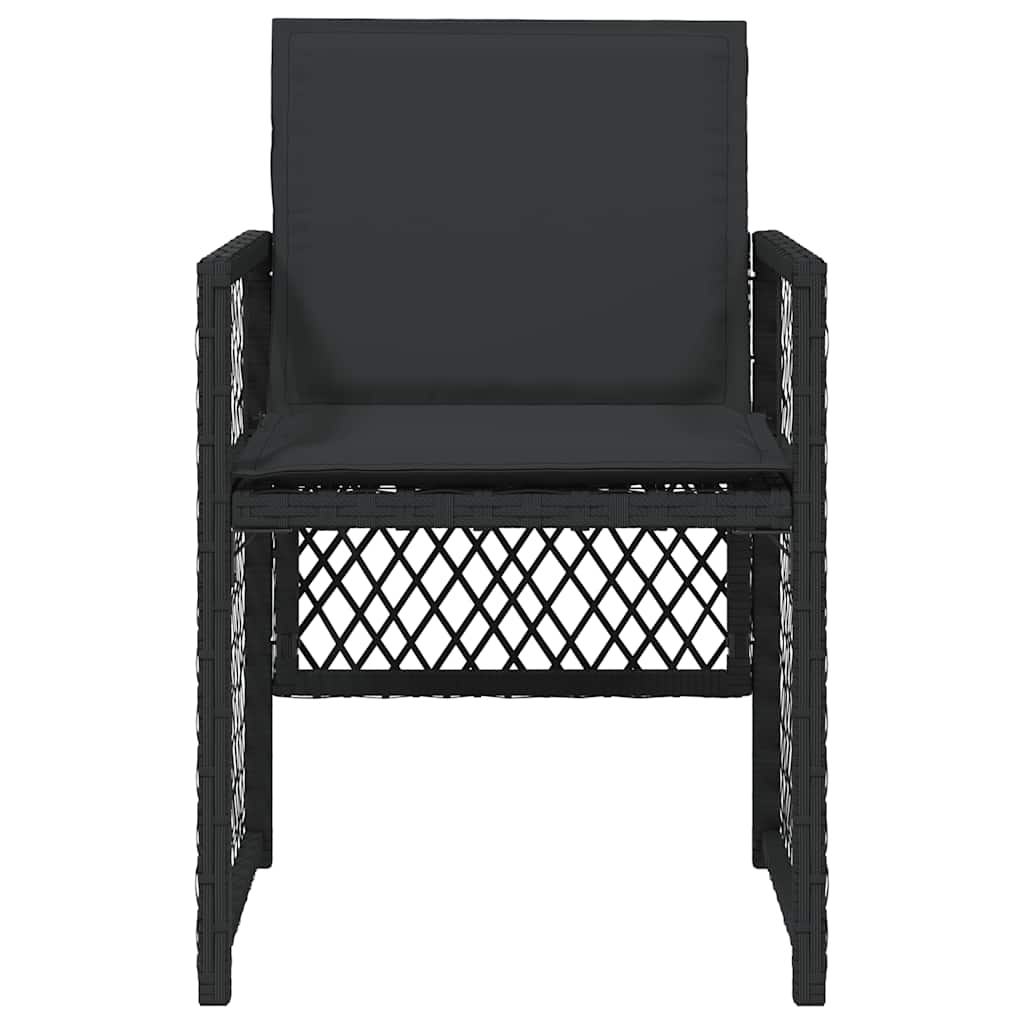 Καρέκλες Κήπου 4 τεμ. Μαύρες από Συνθετικό Ρατάν με Μαξιλάρια - Pakobazaar