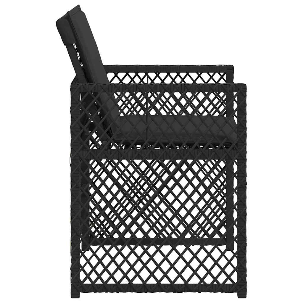 Καρέκλες Κήπου 4 τεμ. Μαύρες από Συνθετικό Ρατάν με Μαξιλάρια - Pakobazaar