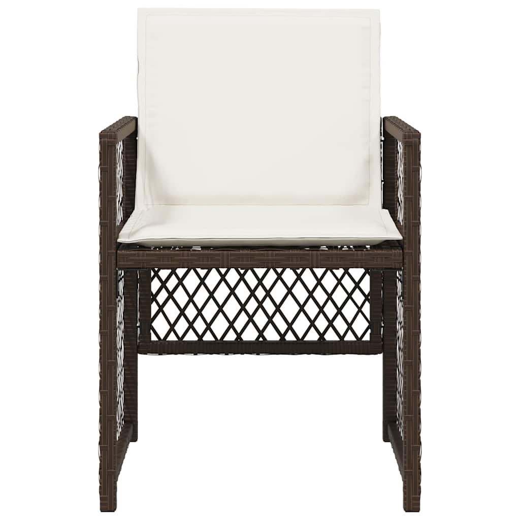 Καρέκλες Κήπου 4 τεμ. Καφέ Συνθ. Ρατάν Μαξιλάρια