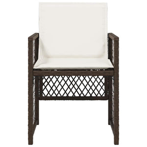 Καρέκλες Κήπου 4 τεμ. Καφέ Συνθ. Ρατάν Μαξιλάρια