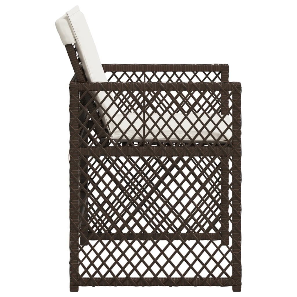 Καρέκλες Κήπου 4 τεμ. Καφέ Συνθ. Ρατάν Μαξιλάρια