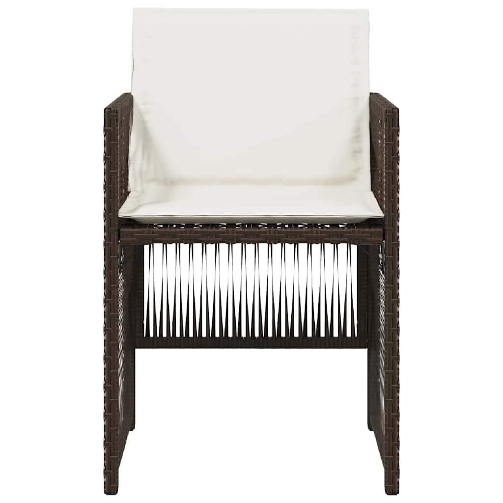 Καρέκλες Κήπου 4 τεμ. Καφέ Συνθ. Ρατάν Μαξιλάρια