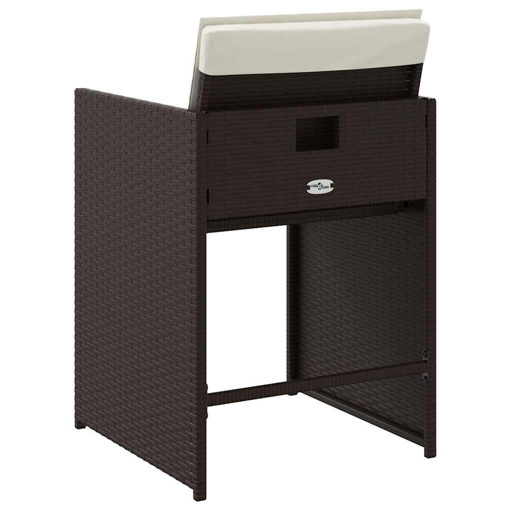 Καρέκλες Κήπου 4 τεμ. Καφέ Συνθ. Ρατάν Μαξιλάρια