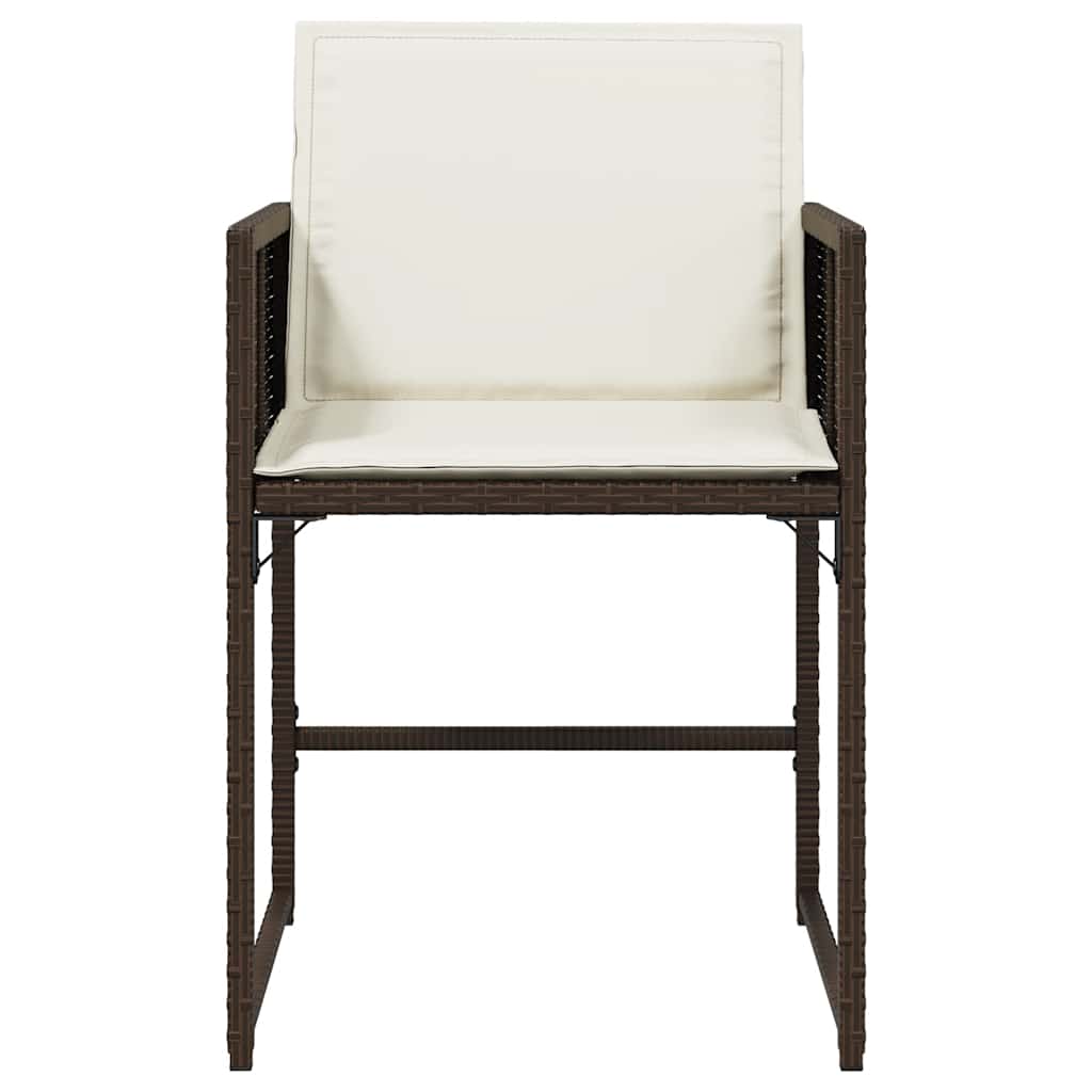 Καρέκλες Κήπου 4 τεμ. Καφέ Συνθ. Ρατάν Μαξιλάρια