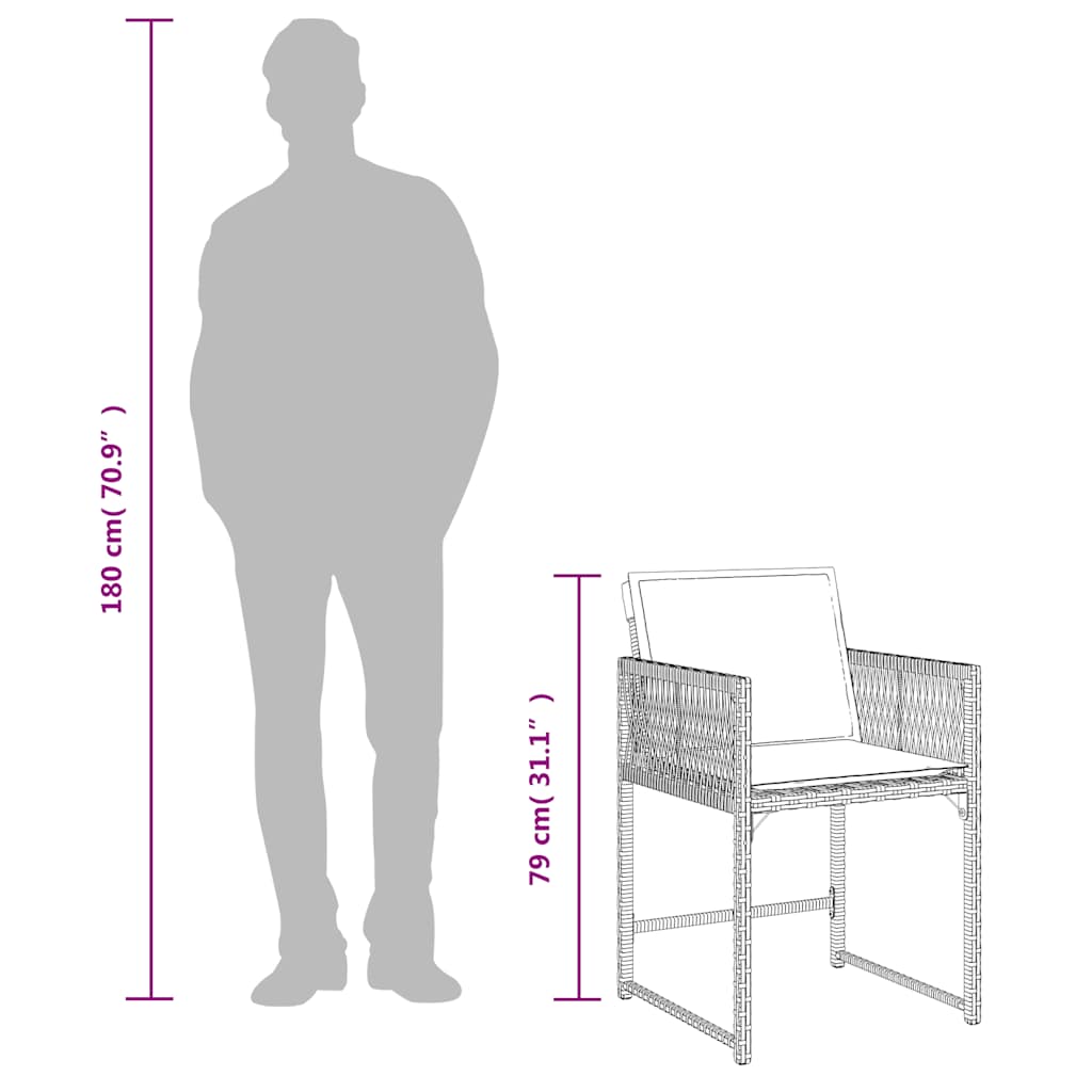 Καρέκλες Κήπου 4 τεμ. Γκρι από Συνθετικό Ρατάν με Μαξιλάρια