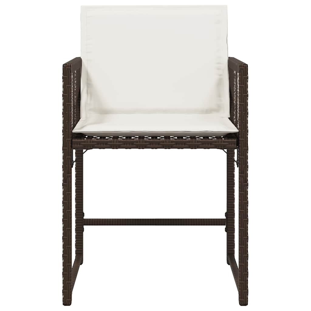 Καρέκλες Κήπου 4 τεμ. Καφέ Συνθ. Ρατάν Μαξιλάρια