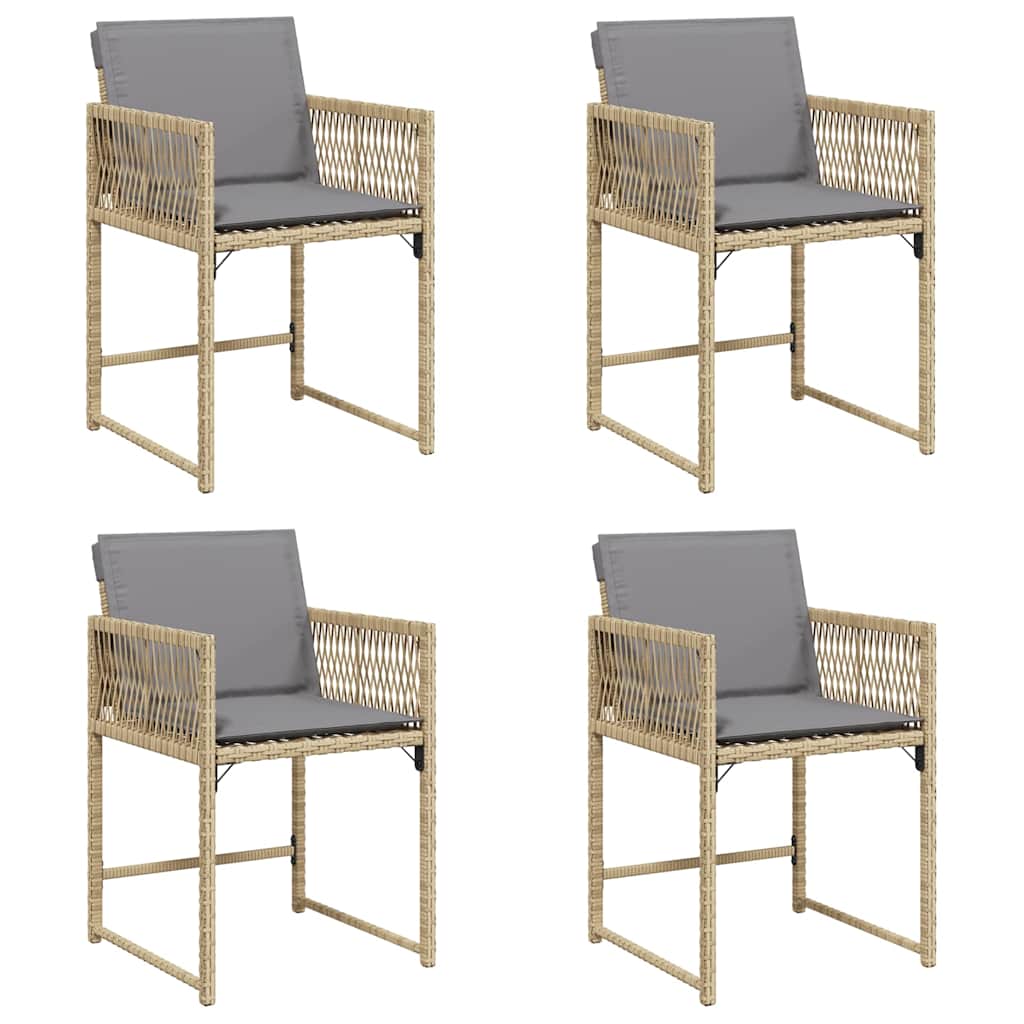 Καρέκλες Κήπου 4 τεμ. Μικτό Μπεζ Συνθετικό Ρατάν με Μαξιλάρια - Pakobazaar