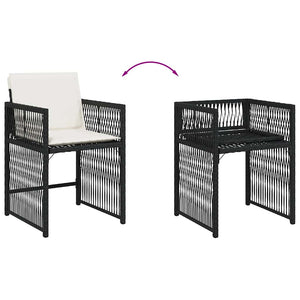 Καρέκλες Κήπου 4 τεμ. Μαύρες από Συνθετικό Ρατάν με Μαξιλάρια