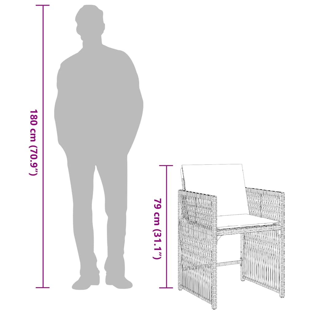 Καρέκλες Κήπου 4 τεμ. Μαύρες από Συνθετικό Ρατάν με Μαξιλάρια