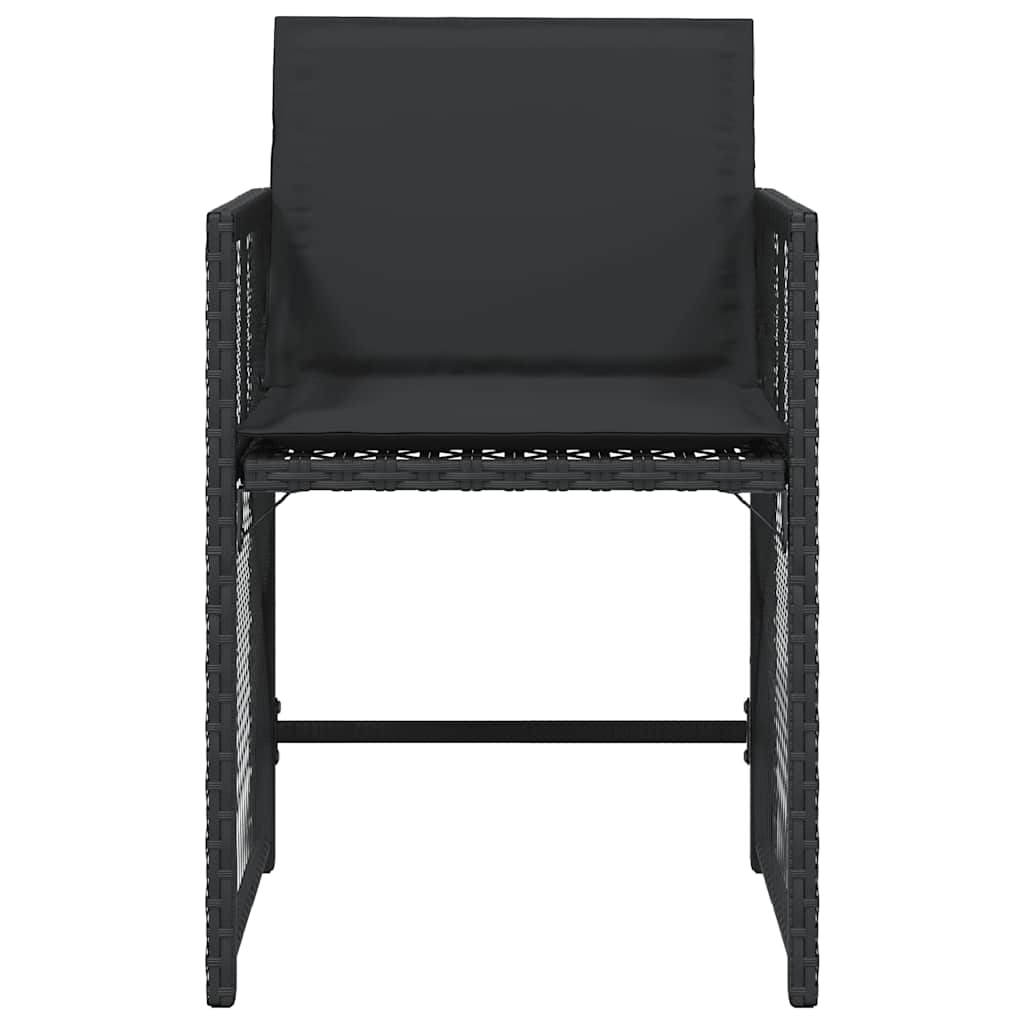 Καρέκλες Κήπου 4 τεμ. Μαύρες από Συνθετικό Ρατάν με Μαξιλάρια