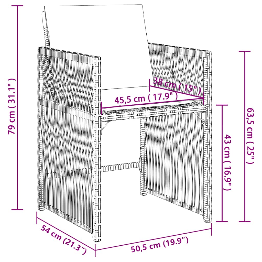 Καρέκλες Κήπου 4 τεμ. Γκρι από Συνθετικό Ρατάν με Μαξιλάρια