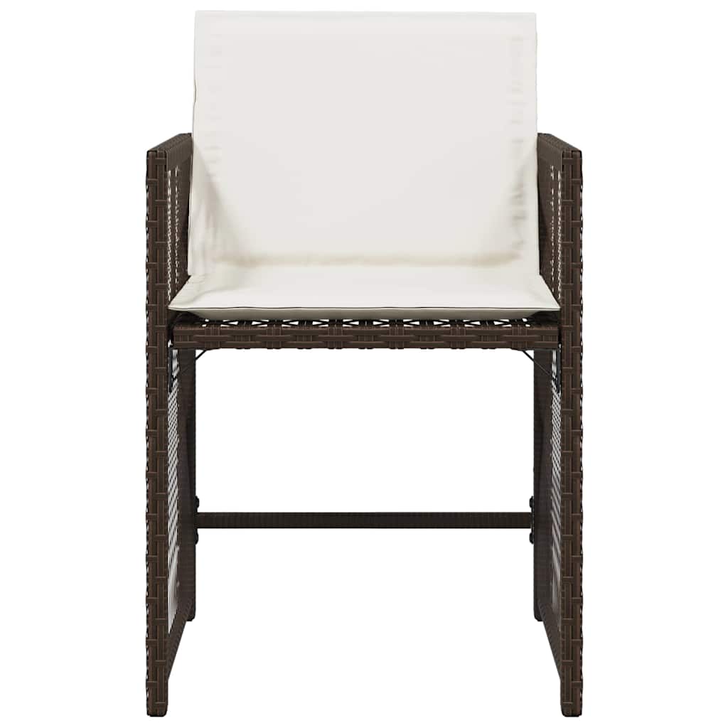 Καρέκλες Κήπου 4 τεμ. Καφέ Συνθ. Ρατάν Μαξιλάρια