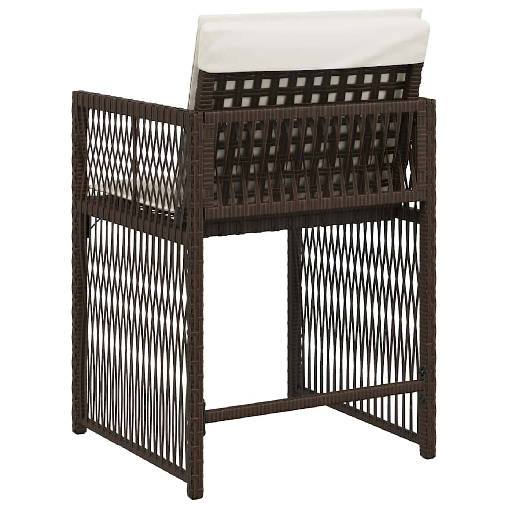 Καρέκλες Κήπου 4 τεμ. Καφέ Συνθ. Ρατάν Μαξιλάρια