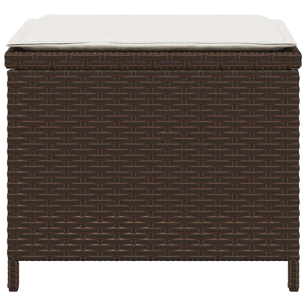 Σκαμπό Κήπου 4 τεμ. Καφέ 41x41x36 εκ. Συνθ. Ρατάν με Μαξιλάρια