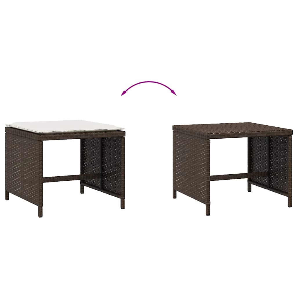 Σκαμπό Κήπου 4 τεμ. Καφέ 41x41x36 εκ. Συνθ. Ρατάν με Μαξιλάρια