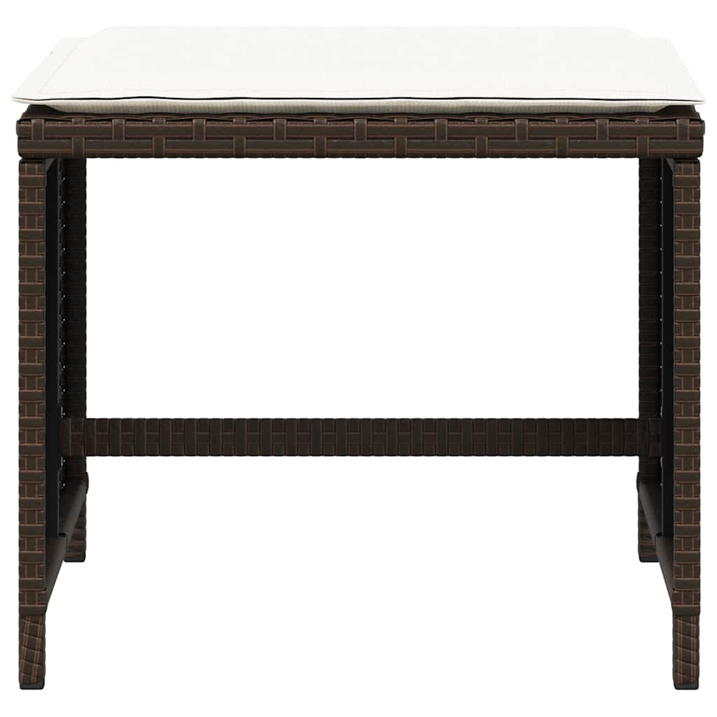 Σκαμπό Κήπου 4 τεμ. Καφέ 41x41x36 εκ. Συνθ. Ρατάν με Μαξιλάρια