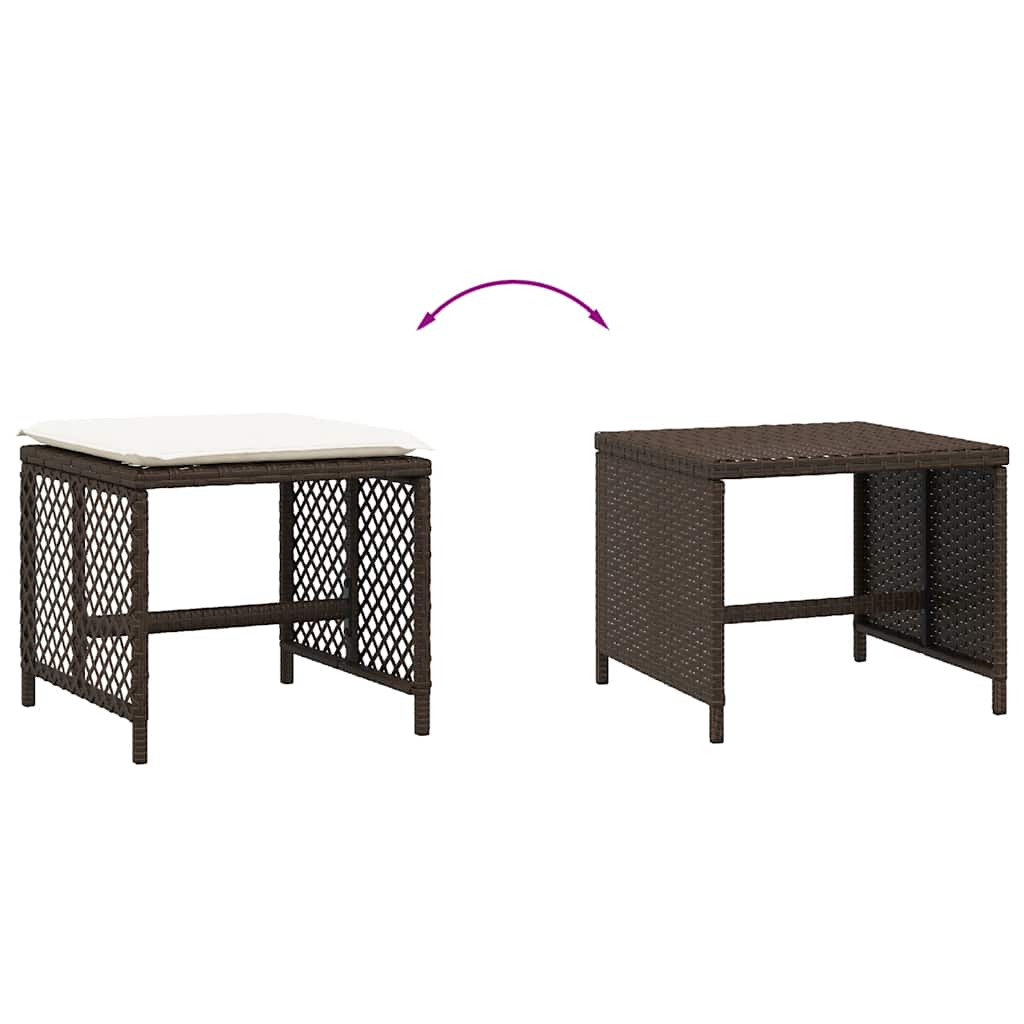 Σκαμπό Κήπου 4 τεμ. Καφέ 41x41x36 εκ. Συνθ. Ρατάν με Μαξιλάρια