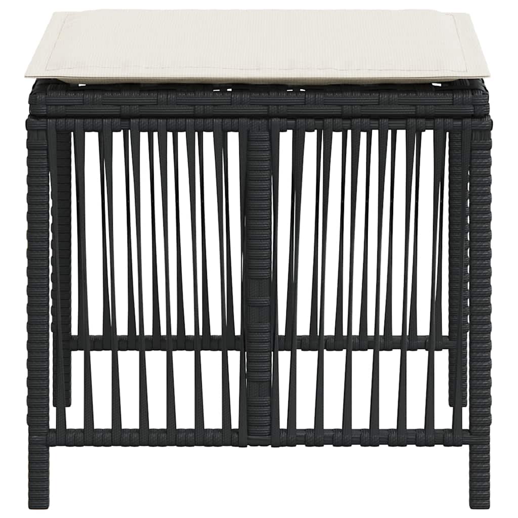 Σκαμπό Κήπου 4 τεμ. Μαύρα 41x41x36 Συνθετικό Ρατάν με Μαξιλάρια