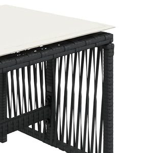Σκαμπό Κήπου 4 τεμ. Μαύρα 41x41x36 Συνθετικό Ρατάν με Μαξιλάρια