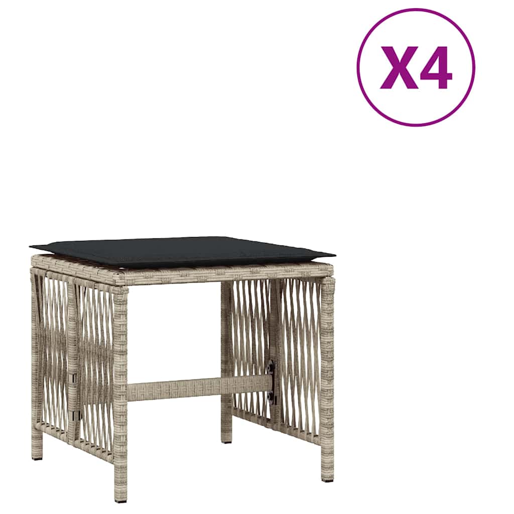 Σκαμπό Κήπου 4 τεμ. Αν. Γκρι 41x41x36 εκ. Συνθ. Ρατάν Μαξιλάρια