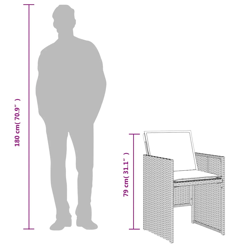 Σετ Επίπλων Bistro 3 τεμ. Μαύρο Συνθετ. Ρατάν με Μαξιλάρια