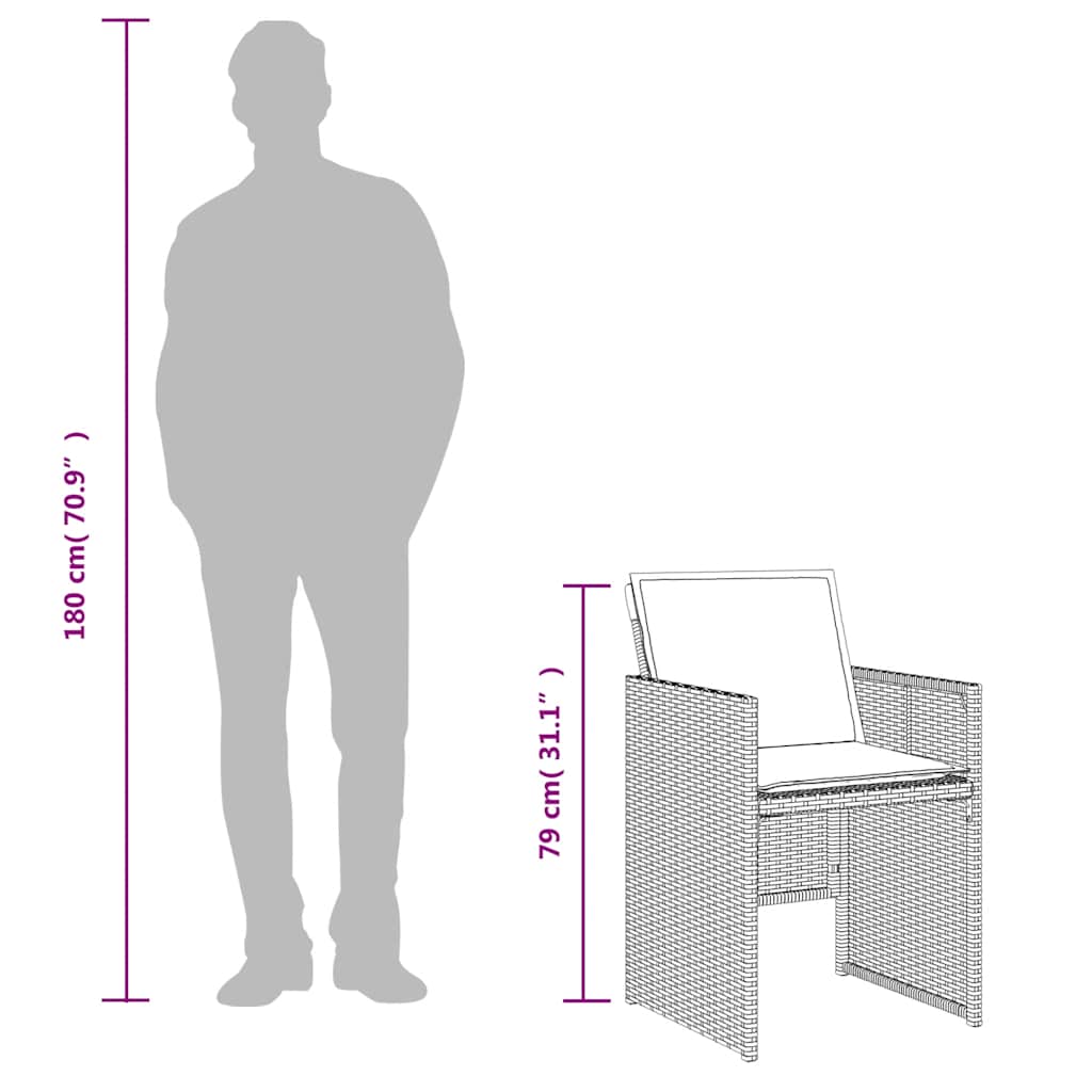 Σετ Επίπλων Bistro 3 τεμ Γκρι Συνθετικό Ρατάν με Μαξιλάρια