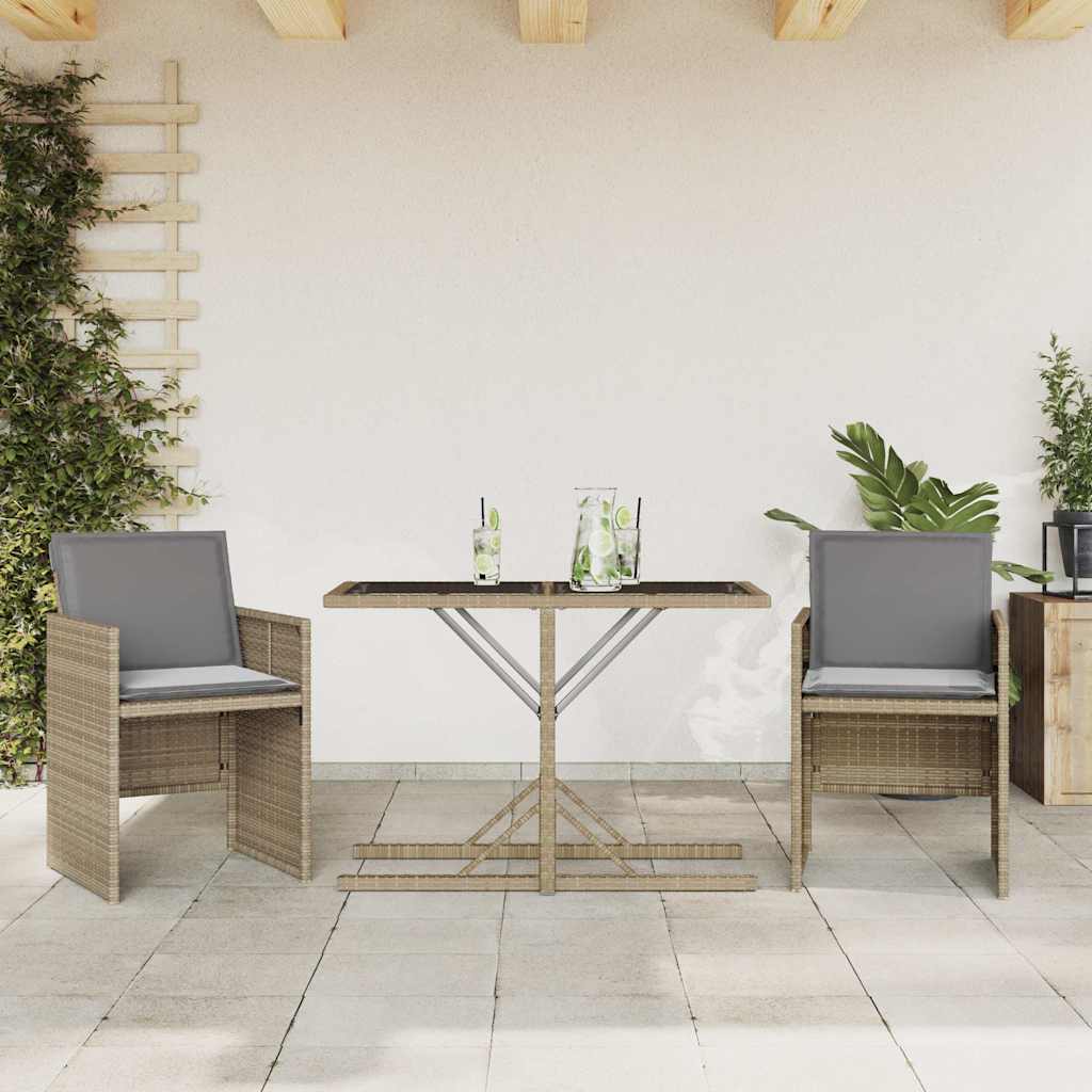 Σετ Επίπλων Bistro 3 τεμ. Μικτό Μπεζ Συνθ. Ρατάν με Μαξιλάρια