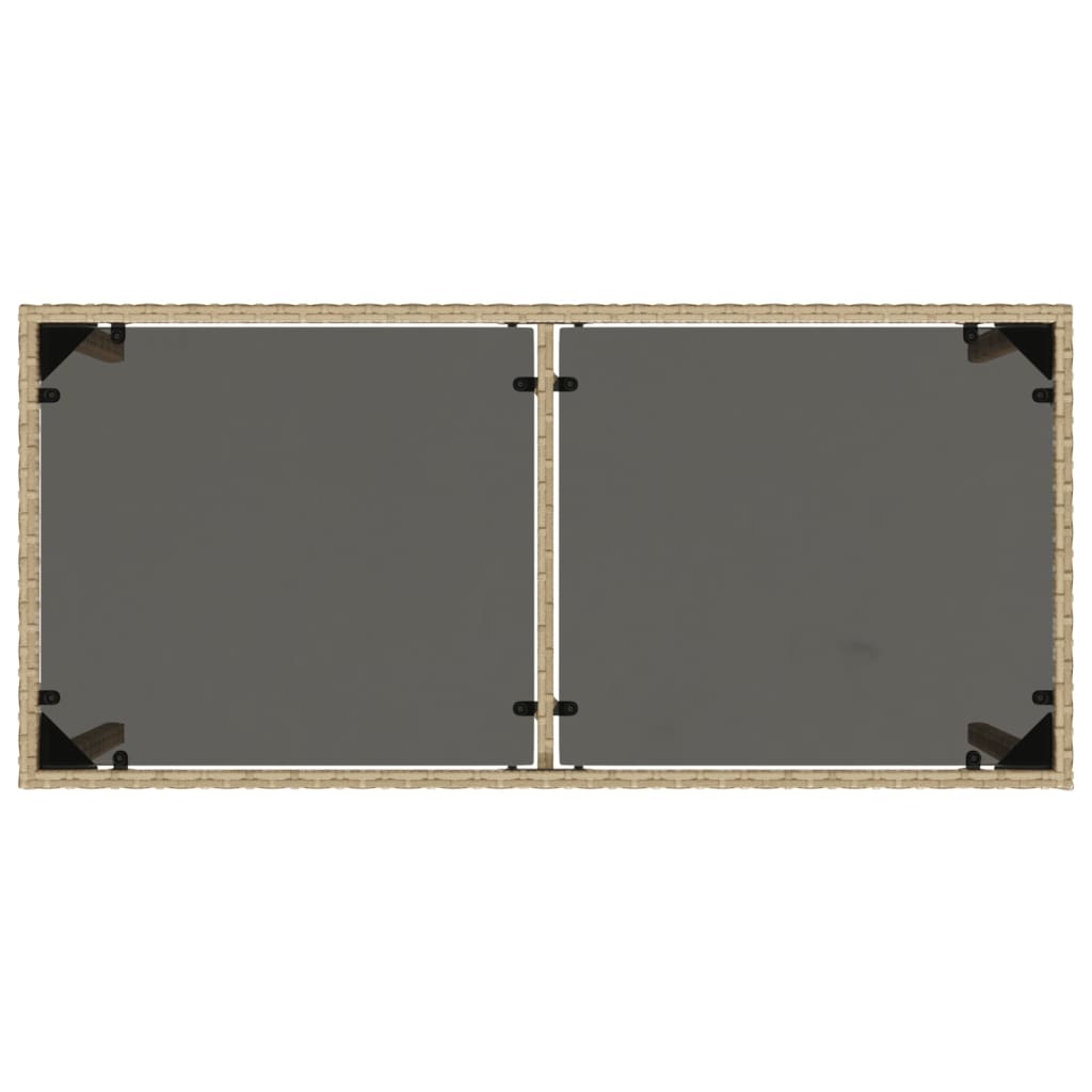 Τραπέζι Κήπου με Γυάλινη Επιφάνεια Μπεζ 115x54x74 εκ. Ρατάν