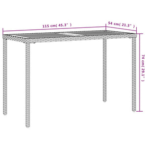 Τραπέζι Κήπου Επιφάνεια Ακακίας Γκρι 115x54x74 εκ. Συνθ. Ρατάν