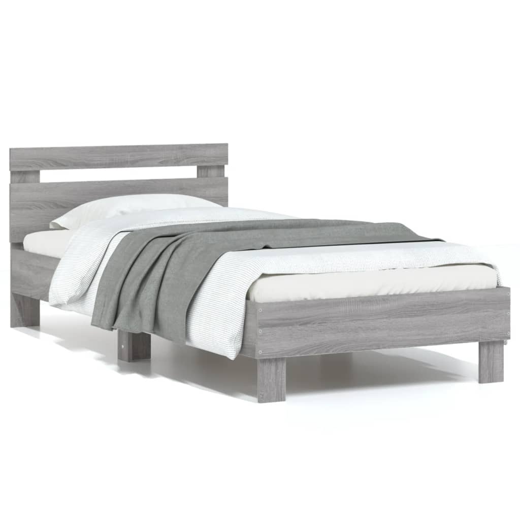 Πλαίσιο Κρεβατιού με Κεφαλάρι Γκρι Sonoma 90x200 εκ. Επεξ. Ξύλο - Pakobazaar