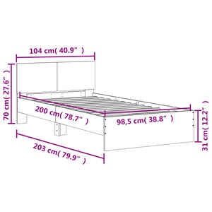 Πλαίσιο Κρεβατιού με Κεφαλάρι Γκρι Sonoma 100x200εκ. Επεξ. Ξύλο